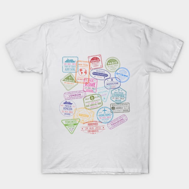 City Stamps T-Shirt by Printadorable